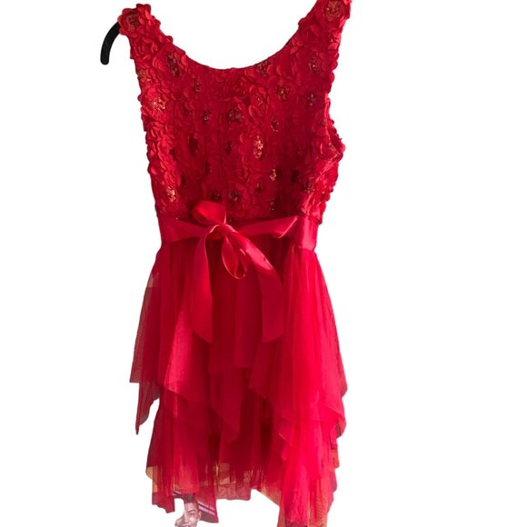 Zunie Girls Christmas Style Sequin Tulle Dress-Red-Size 12-GUC - Picture 8 of 10
